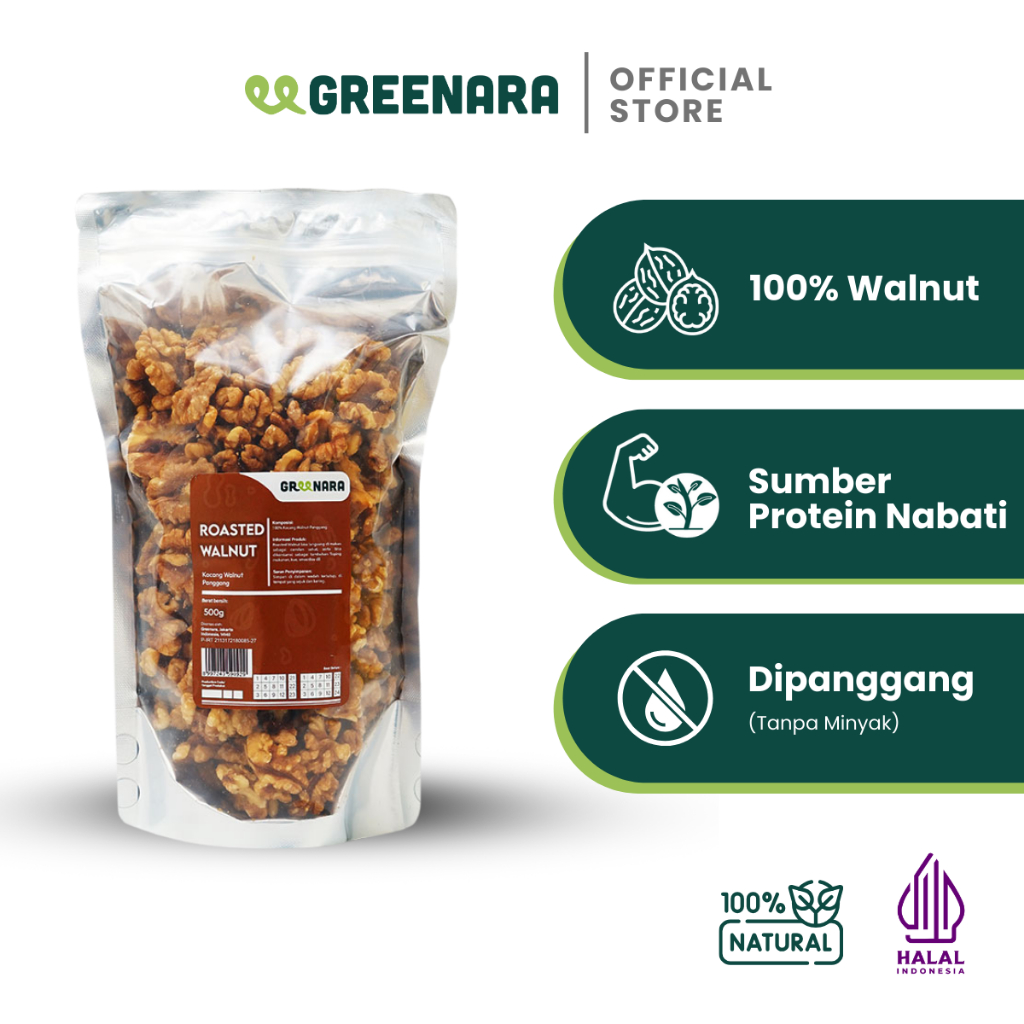

Greenara - Kacang Walnut Panggang 500gr / Roasted Walnut
