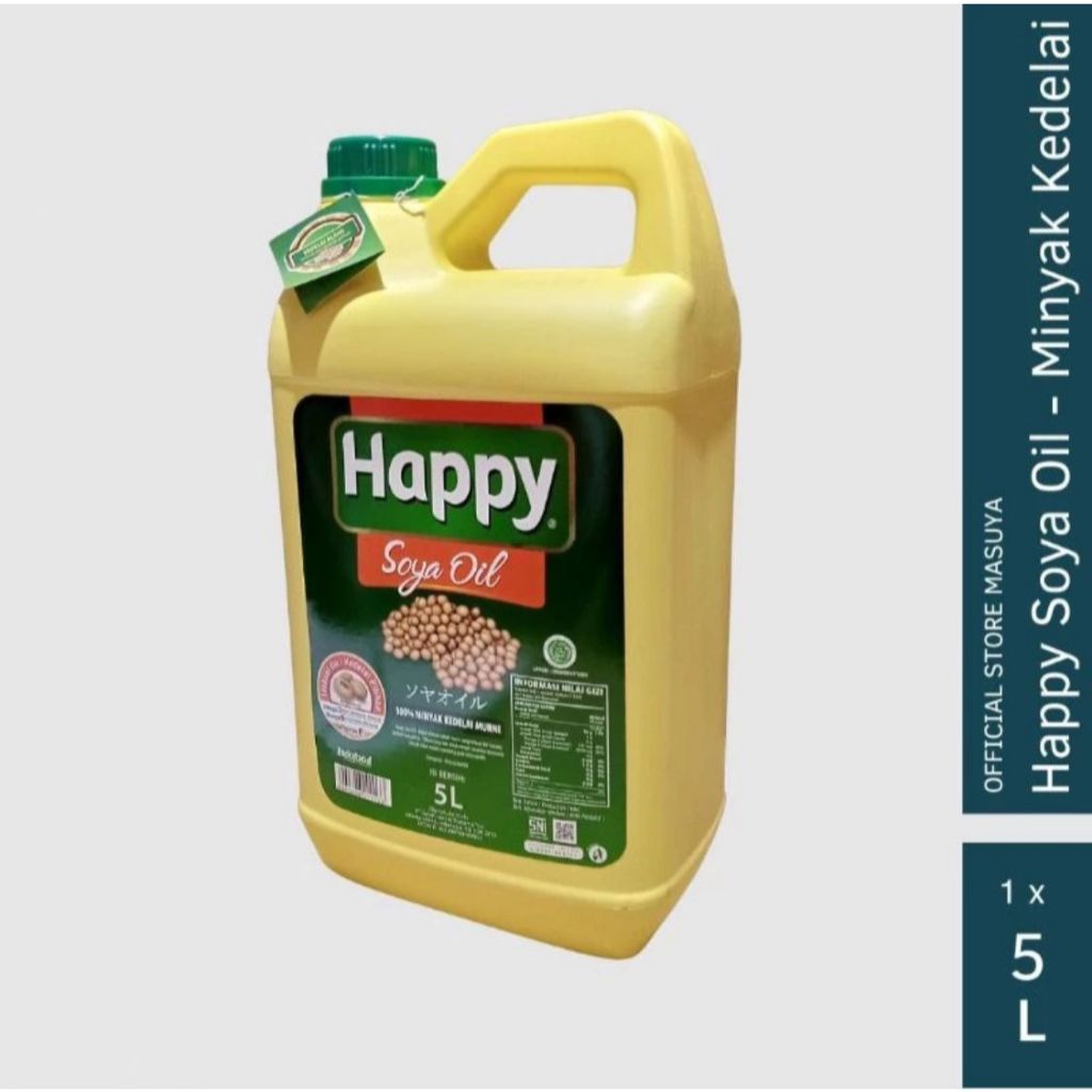 

Happy Soya Oil/Minyak Kedelai 5ltr