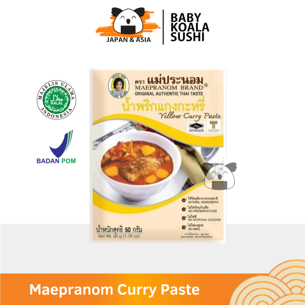 

MAEPRANOM Yellow Curry Paste 50 g Halal I Original Authentic Thai Taste