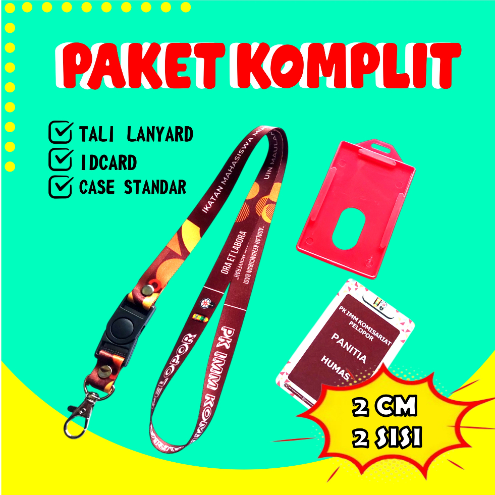 

PAKET LENGKAP IDCARD LANYARD 2CM 2SISI/GANTUNGAN IDCARD LANYARD/SATU PAKET NAME TAG/ PAKET KOMPLIT