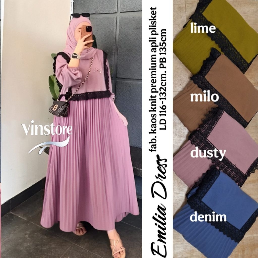 EMILIA DRESS MATT KAOS KNIT PREMIUM APLI PLISKET