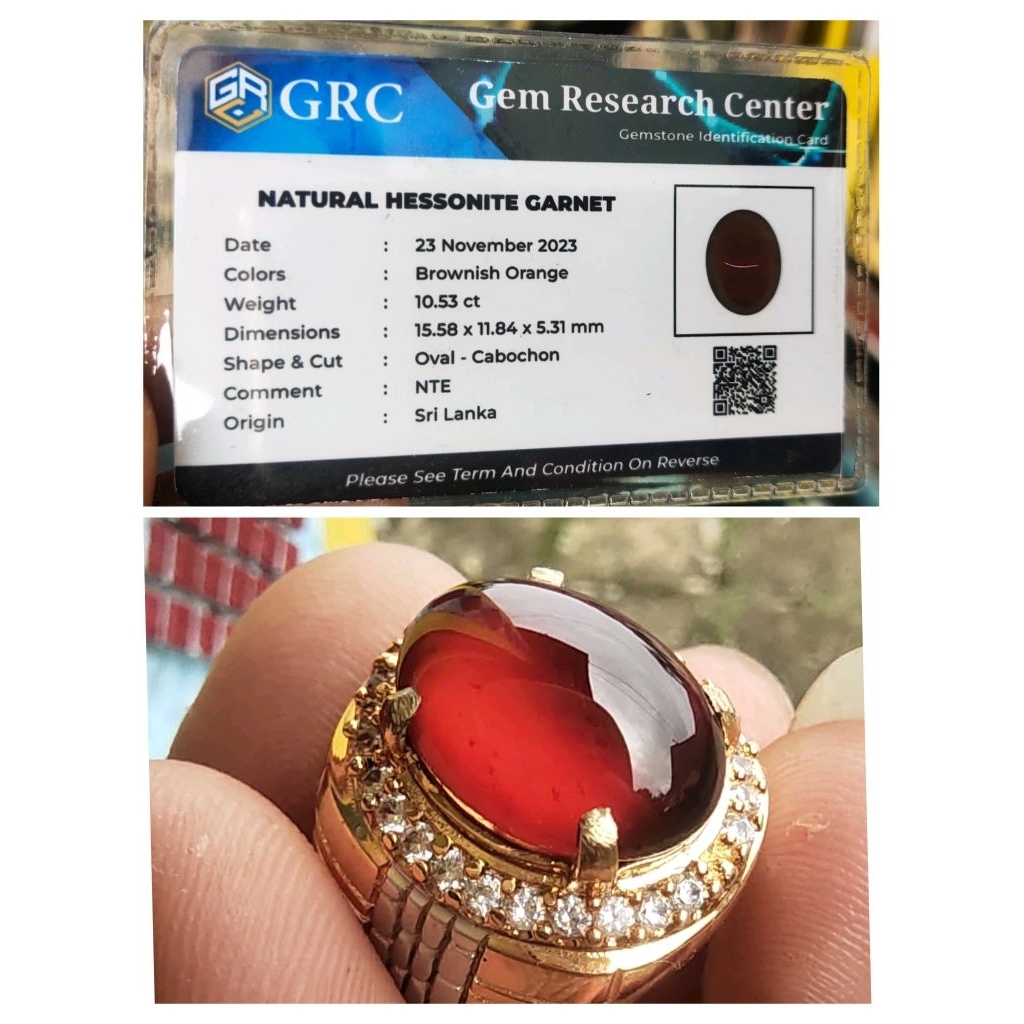 Natural Hessonite Garnet dengan Memo