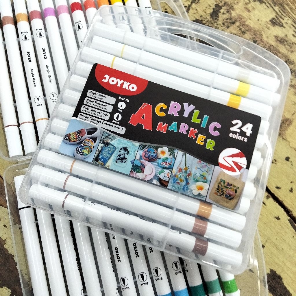 

Joyko Acrylic Marker set 24 warna Spidol acrylic 24 warna