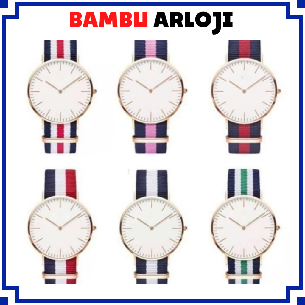 ORIGINAL BAJ JAM TANGAN PRIA WANITA KANVAS NATO STRAP KOREA GROSIR UNISEX GENEVA DW020
