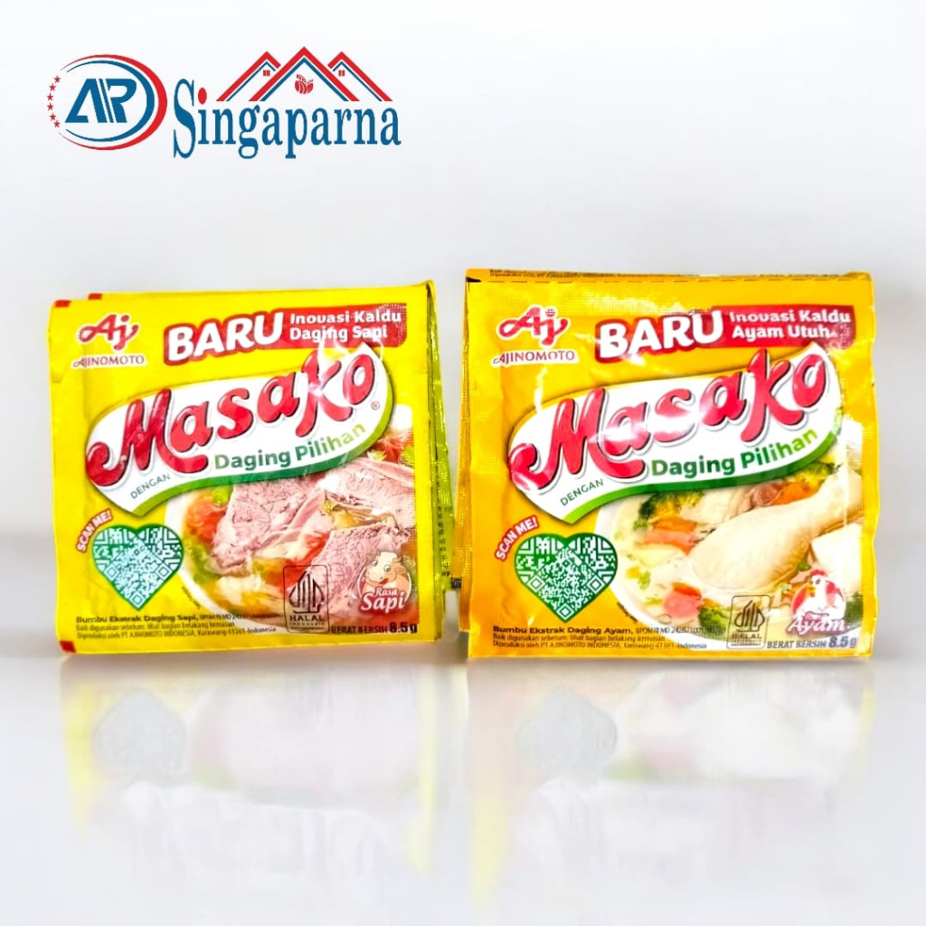 

Masako Kaldu Ayam & sapi Renceng 1 Renceng isi 12 Pcs x 8.5g Bumbu Kaldu Penyedap Rasa