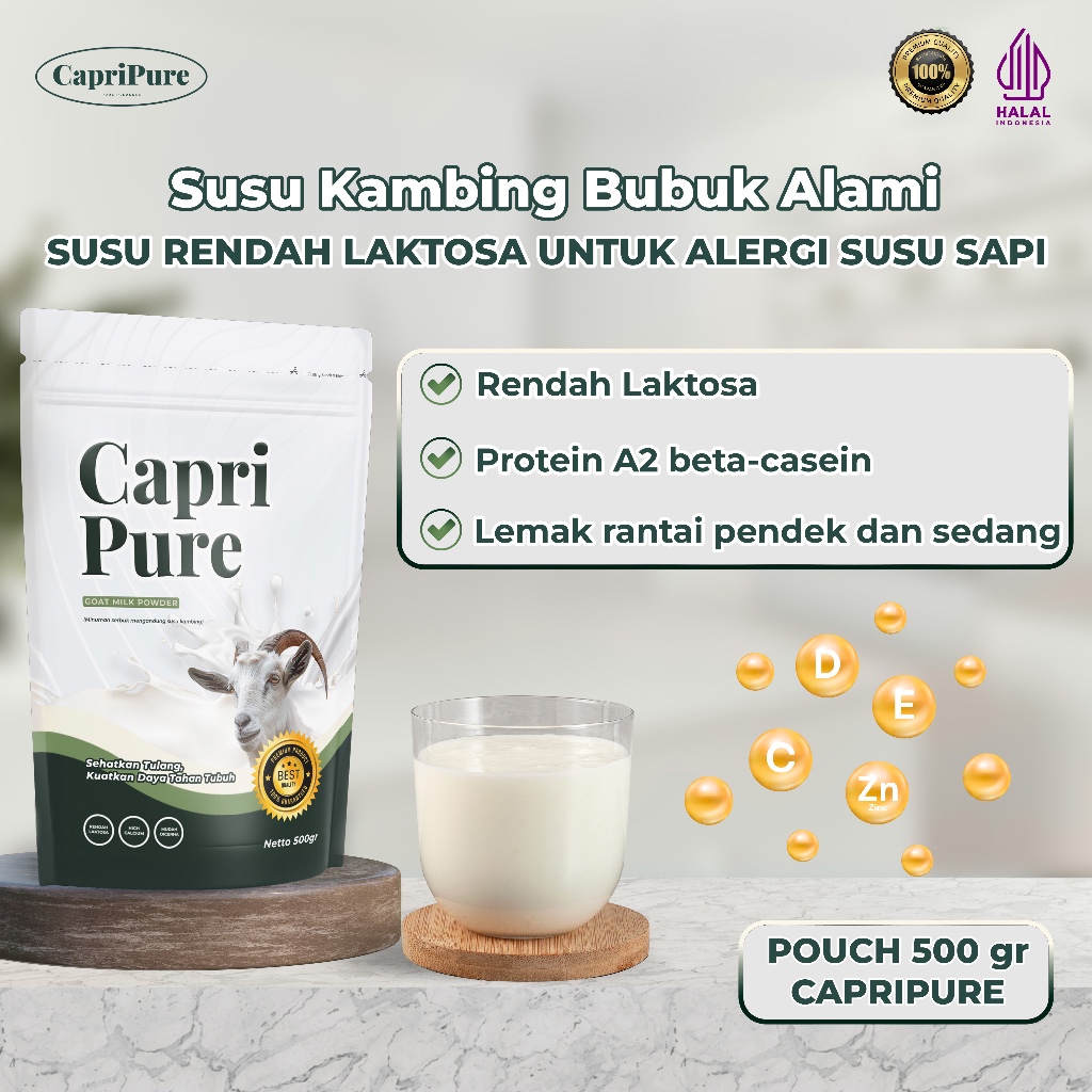 

CapriPure Susu Kambing Bubuk 500 Gr - Susu Rendah Laktosa untuk Alergi Susu Sapi