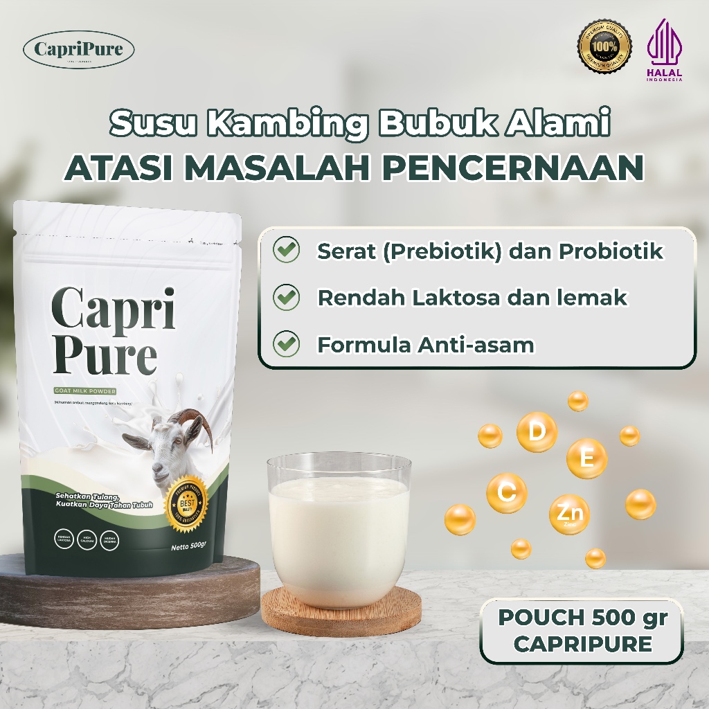 

CapriPure Susu Kambing Bubuk Sehat 500 Gr - Atasi Masalah Pencernaan