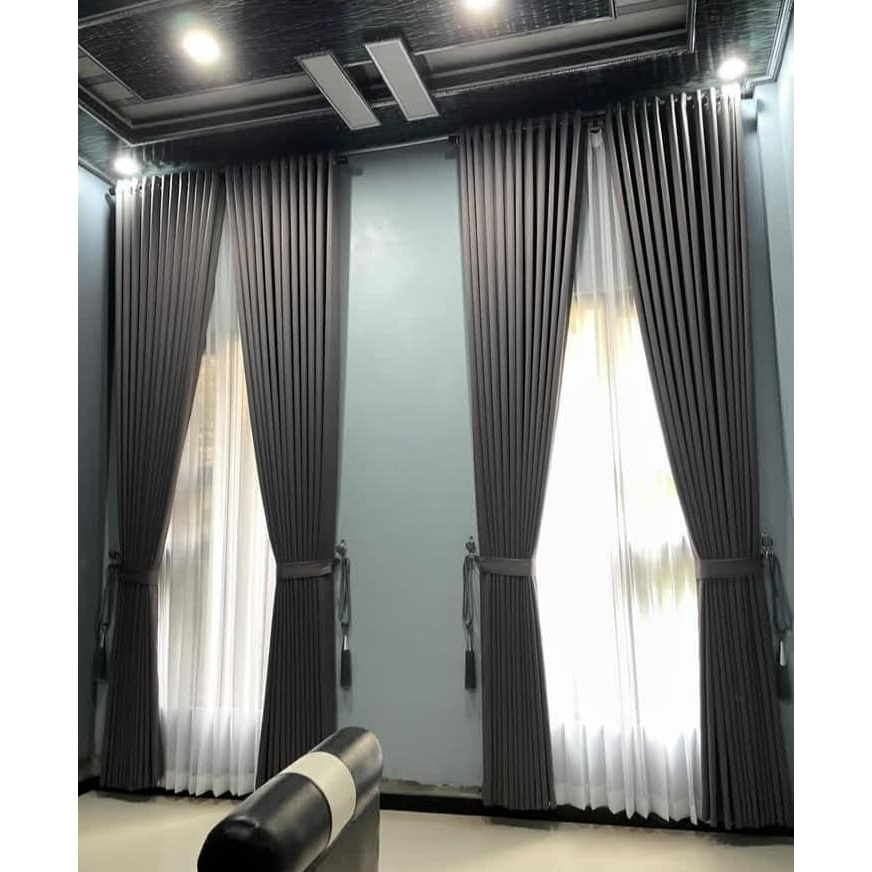 Gorden Jendela Pintu Hotel Blackout Polos Tebal Mewah  Elegan Panjang 300 Cm 3 Meter Tinggi