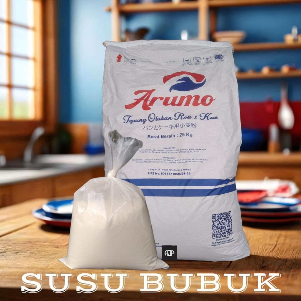 

ARUMO Tepung Olahan Roti & Kue / Susu Bubuk / Tepung Premix | Repack 1000 gr