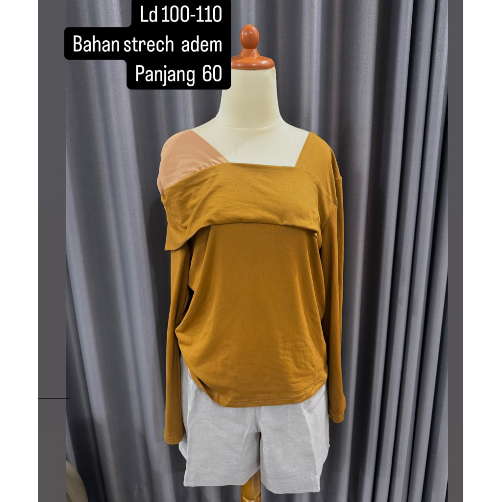 KAOS LENGAN PANJANG CANTIK WARNA KUNING LABU