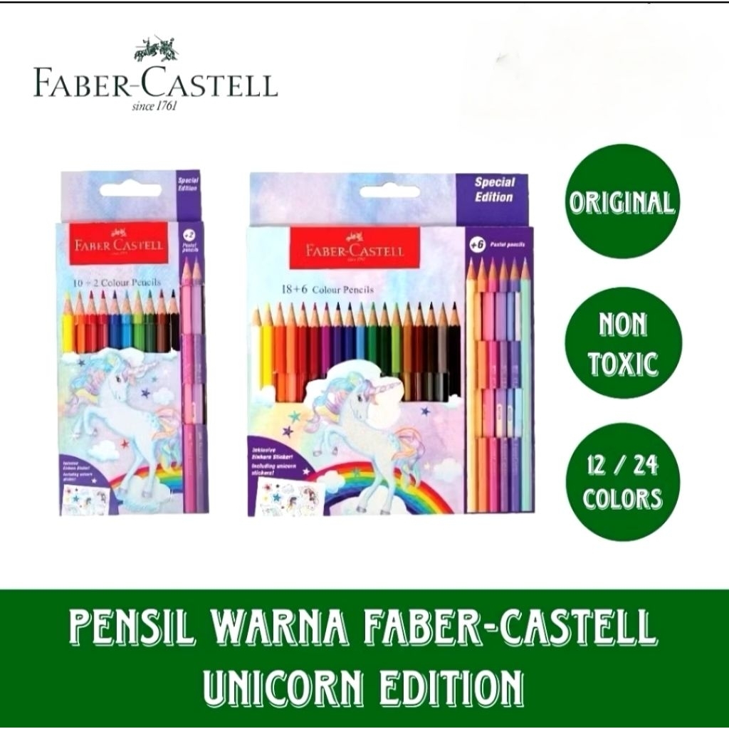 

Pensil Kayu Warna Panjang Unicorn Edition Faber-Castell isi 12/24 Warna / Colour Pencils