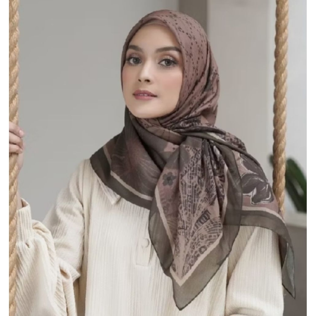 Mandjha Hijab Ivan Gunawan Fashion Original Scarf Savana Brown,Produksi juga Purple, Ready Banyak La