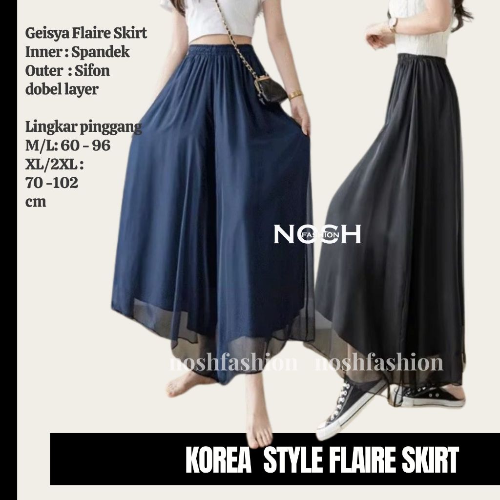 Celana Kulot Korea Sifon Cantik dan Elegan Geisya / Celana Flaire Stice Pants Korean Look NOSHFashio