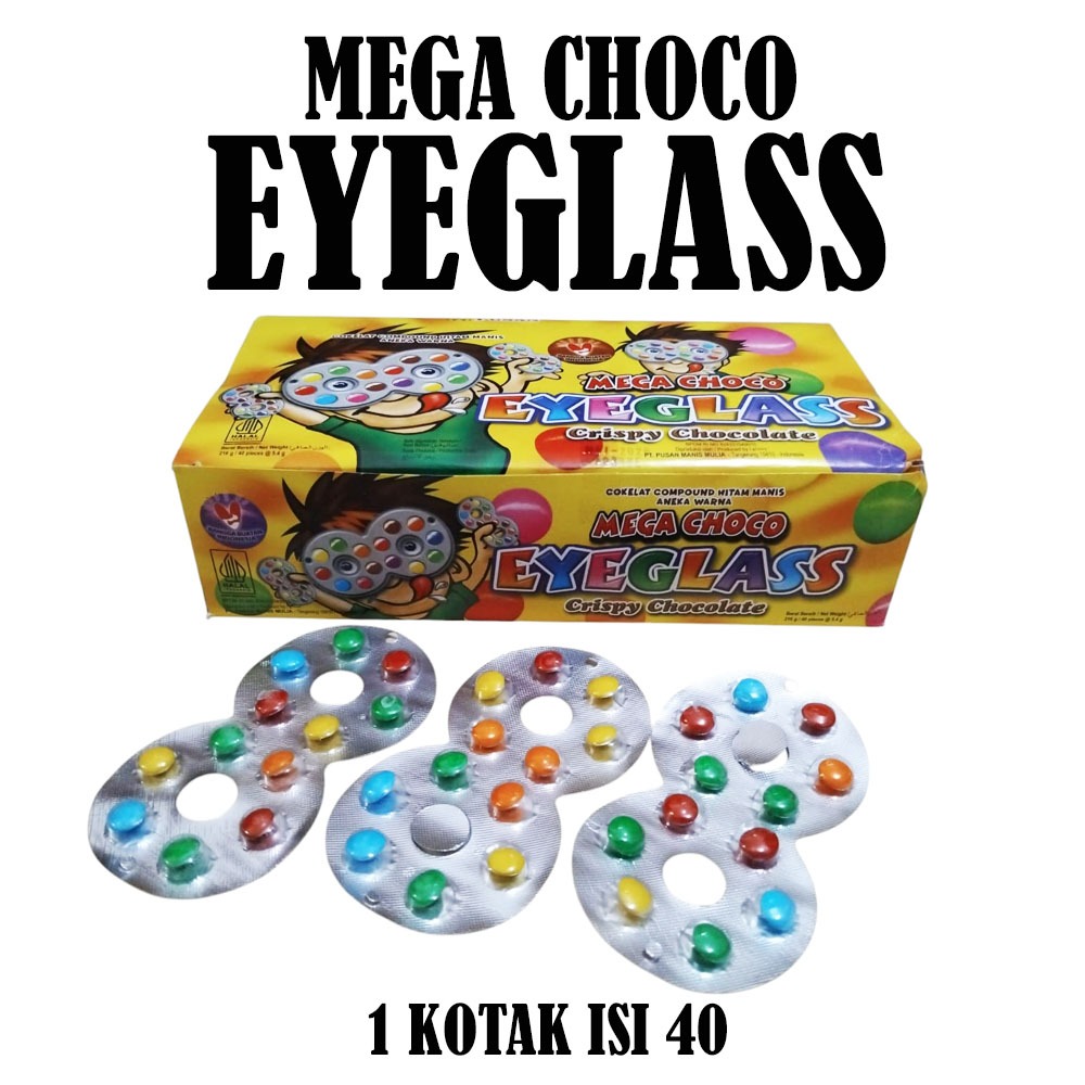 

MEGA CHOCO EYEGLASS CHOCOLATE PERMEN KACAMATA KOTAK ISI 40