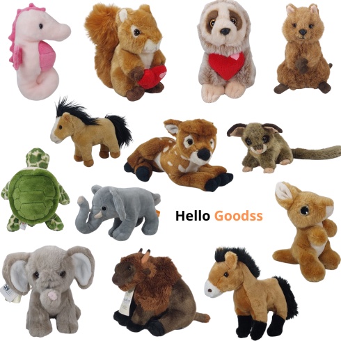 KODE S5G Boneka Binatang Kanguru Tupai Gajah Kancil KuraKura Sloth Kuda Laut Quakko Bison  Ukuran S