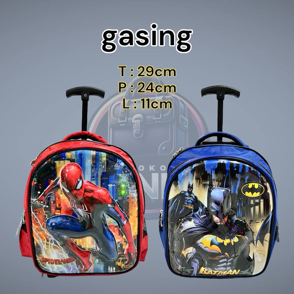 Tas Troli Anak Spiderman Batman Untuk Paud Cowok