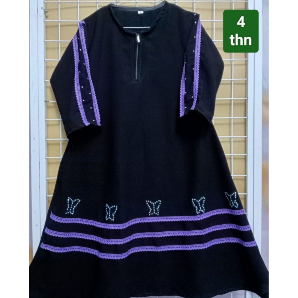 ABAYA ANAK PEREMPUAN 3 TAHUN / GAMIS HITAM JETBLACK TEMBORO