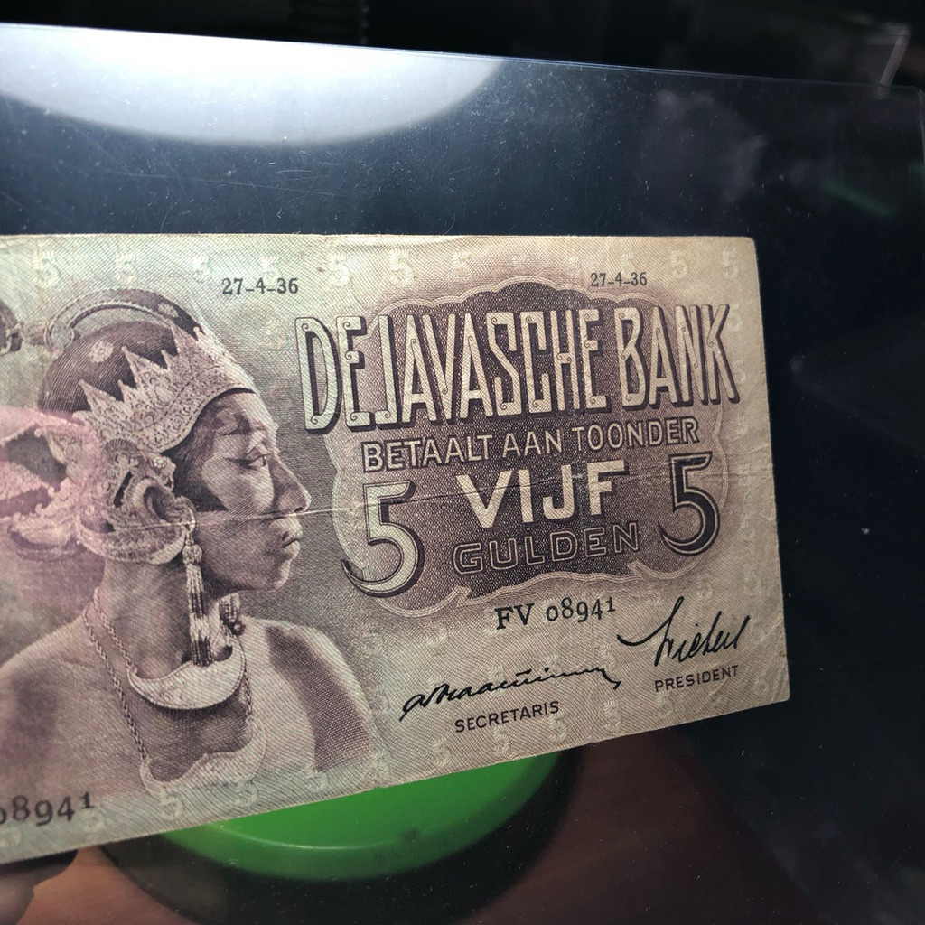 Uang Kuno 5 Gulden Wayang Asli