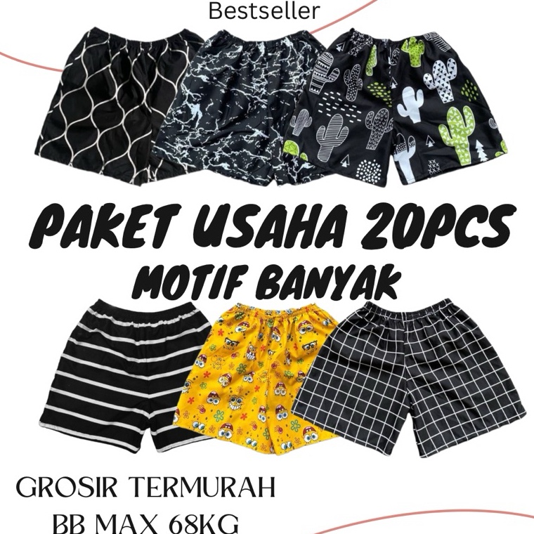 KODE H12Y Grosir Paket Usaha Celana Kolor Boxer Murah  Supplier Celana Pendek Harian  Celana Motif B