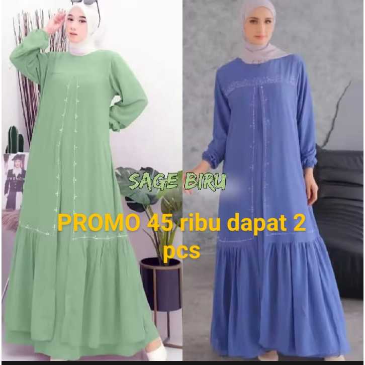 dress wanita susun polos//gamis polos susun mayung katun rayon