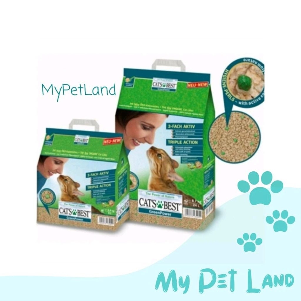 Cats Best Green Power Sensitive 8L 2.9kg - cat litter pasir kucing organik sensitif antibakteri