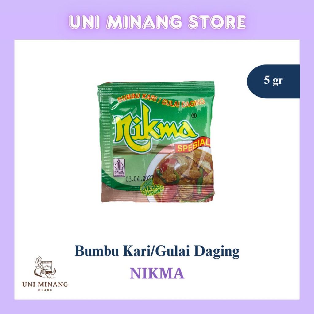 

(1 pack isi 72 pcs/6 lusin) Nikma Bumbu Kari/Gulai Daging Renteng 5 gr