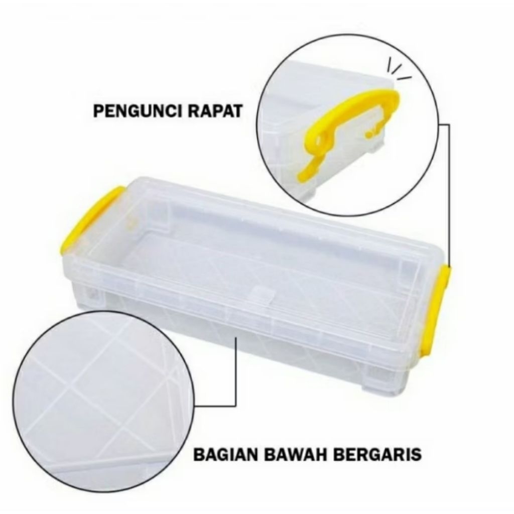

Kotak box plastik pensil pulpen alat tulis storage penyimpanan organizer 220x100x40 mm tanpa sekat serbaguna aksesoris perkakas perhiasan