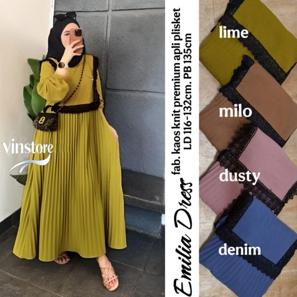 Emilia Dress Bahan Kaos Knit ORI by Vinstore