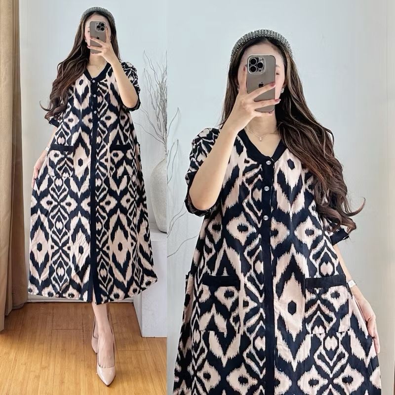 Nona Dress Daster Busui Buil Cantik Murah Premium Pakaian Wanita Bunga Rayon Ada Saku Katun Rayon Ny