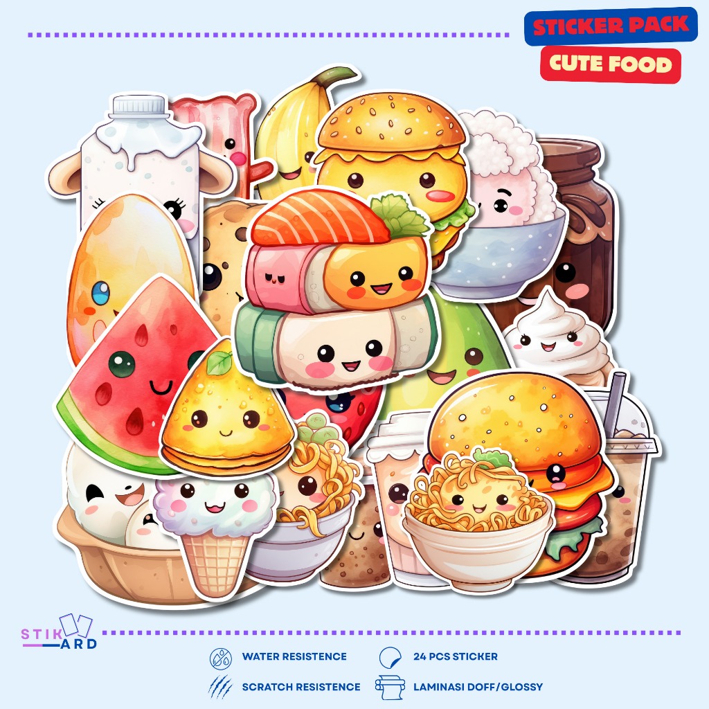 

Stiker Makanan Lucu | Sticker Pack Laptop Tumbler Helm Koper - Bahan Vinyl Waterproof