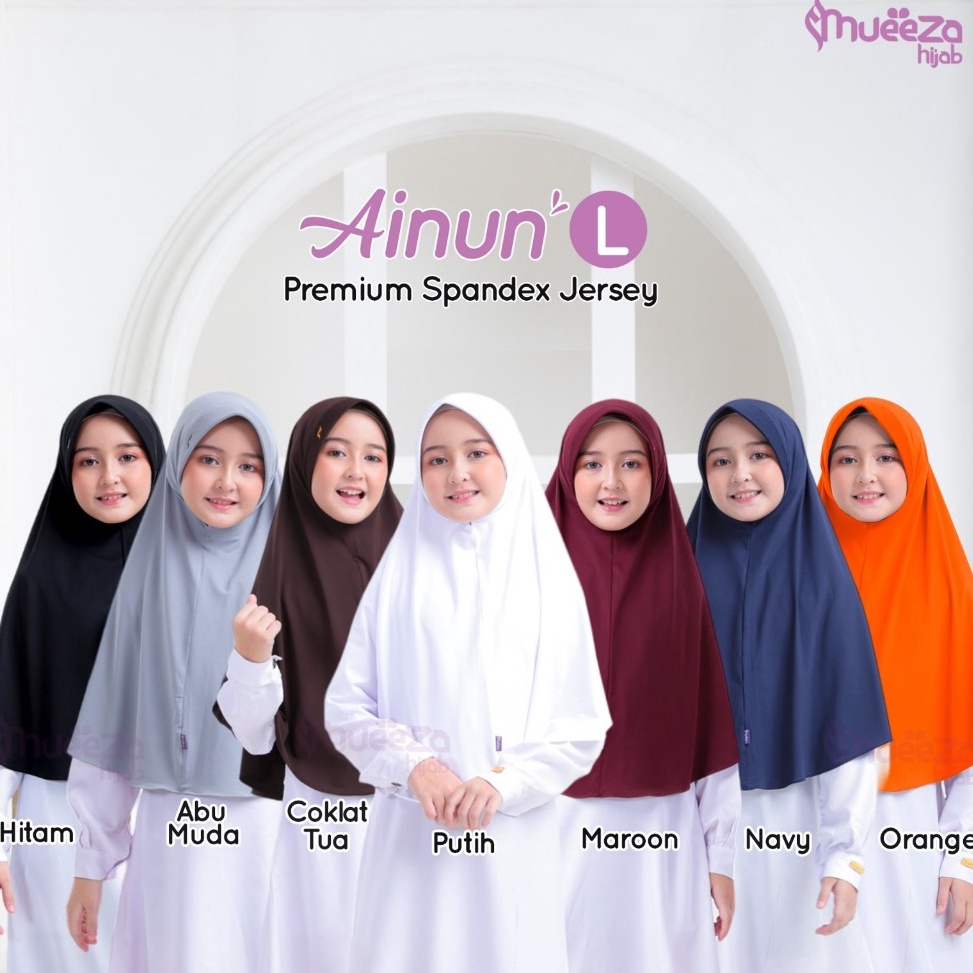 KODE W85Q Grosir Jilbab Kerudung Instan Anak Sekolah SMP SMA Remaja Ainun L Hijab Polos Premium Span
