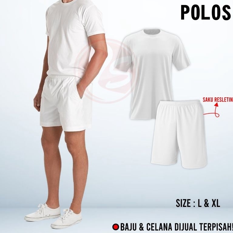 KODE F77F Baju Celana Putih Polos Kaos Training Pendek Tes Akademi Polisi Tes Masuk Polri Tni Setela