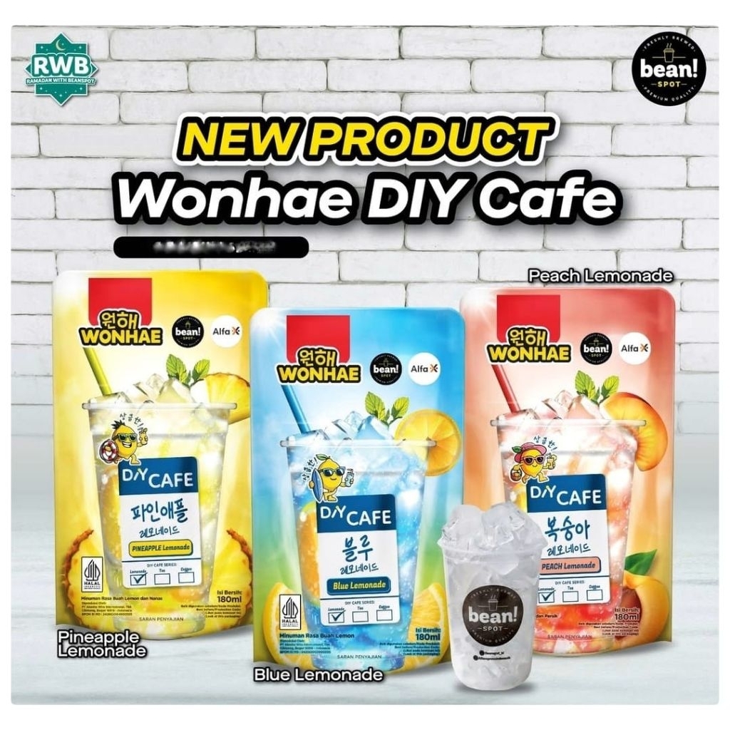 

Wonhae DIY Cafe Minuman Instan Rasa Blue Lemonade / Pineapple Lemonade / Peach Lemonade 180ml