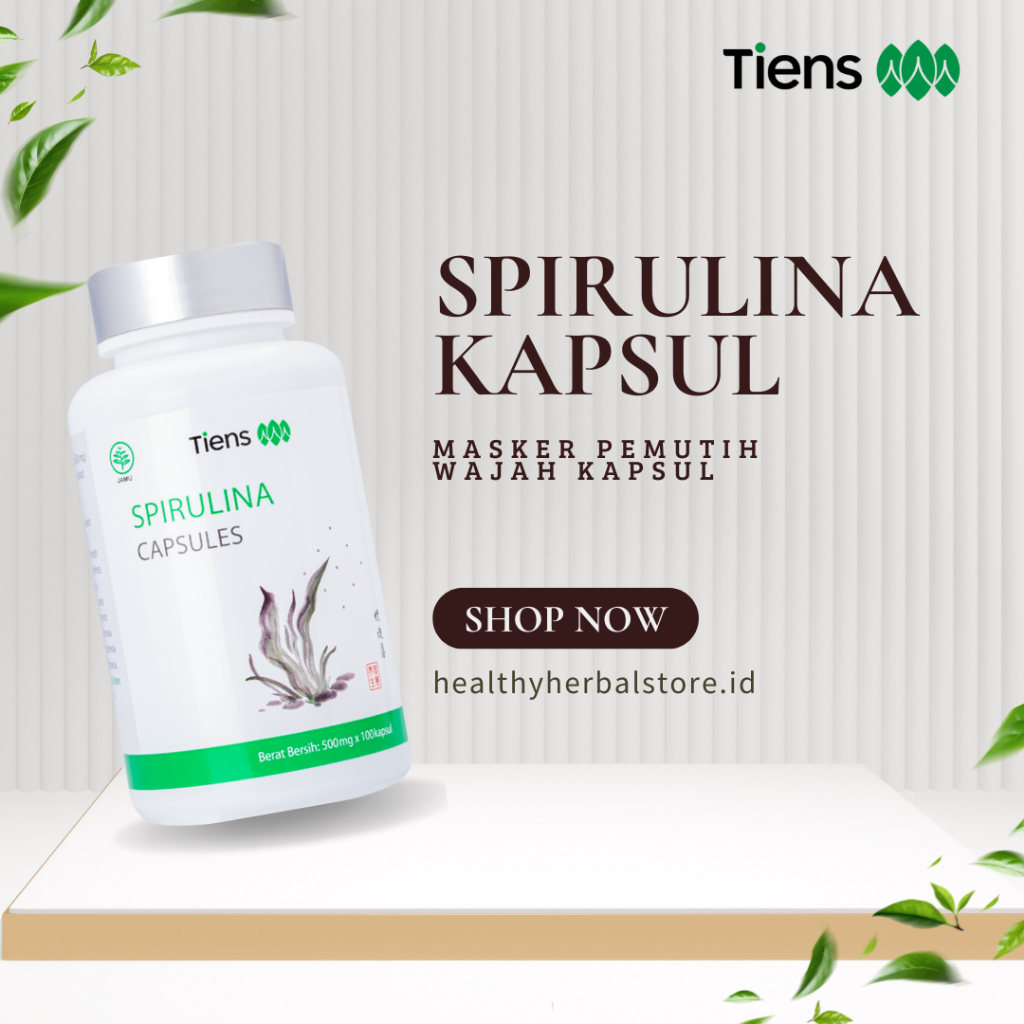 TIENS SPIRULINA 100 KAPSUL ORIGINAL OBAT JERAWAT, NUTRISI WAJAH, KULIT, KECANTIKAN,  & ATASI JERAWAT