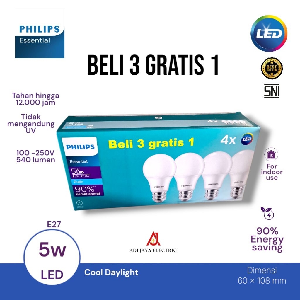 Philips Essential 5W Beli 3 Gratis 1