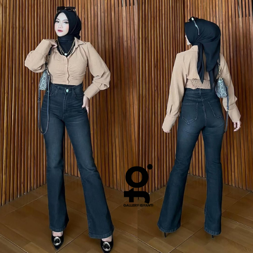 Highwaist Cutbray Jeans Retro Wanita-Celana Jeans Cutbray Wanita Model Retro Korea Terbaru