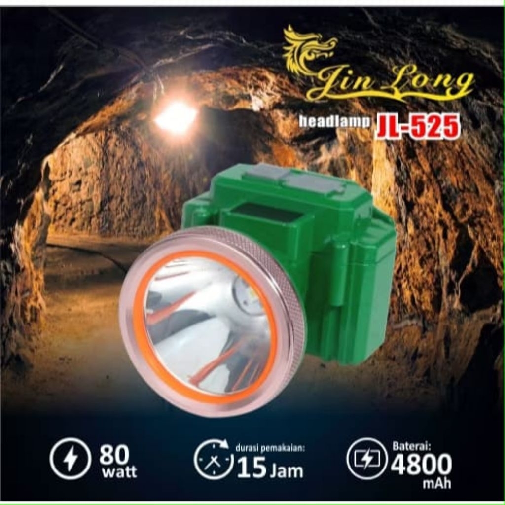 SENTER KEPALA/HEADLAMP JIN LONG JL-525 80WATT CAHAYA PUTIH