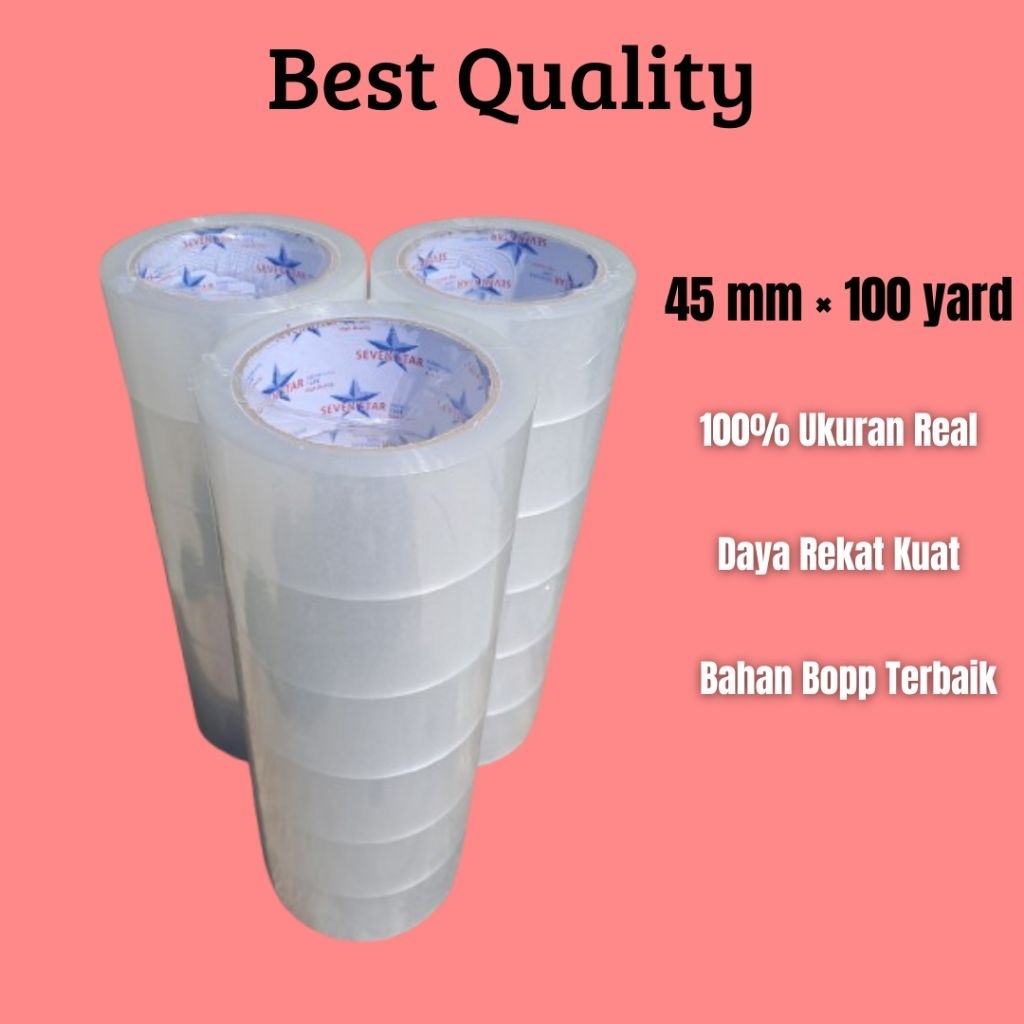 

1 Slop Lakban Bening 45 mm x 100 yard Tebal Dan Kuat | Lakban Bening Tebal 45 mm x 100 yard Kualitas MPI | Lakban Bening Besar Ukuran 45 mm × 100 yard 1 Slop | Lakban Bening 100 yard 1 Slop Isi 6 Pcs Termurah