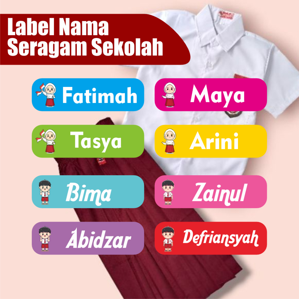 

Label Nama Seragam Sekolah Mudah Digunakan Awet dan Anti Luntur / Label Nama Setrika