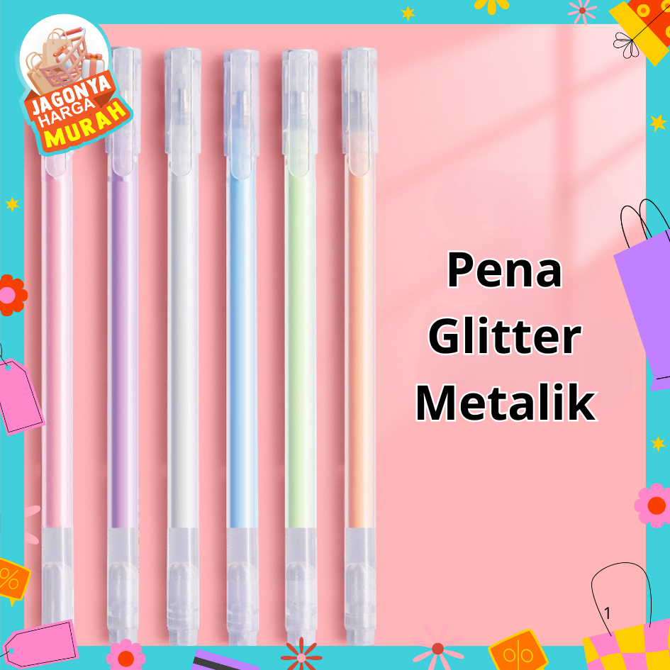 

JHM Pena Glitter Metalik 0.9mm Pulpen Warna Warni Gold Colour Gel Pen Tinta Metallic Ballpoint Craftwork Scrapbook Silver White Gel Ink