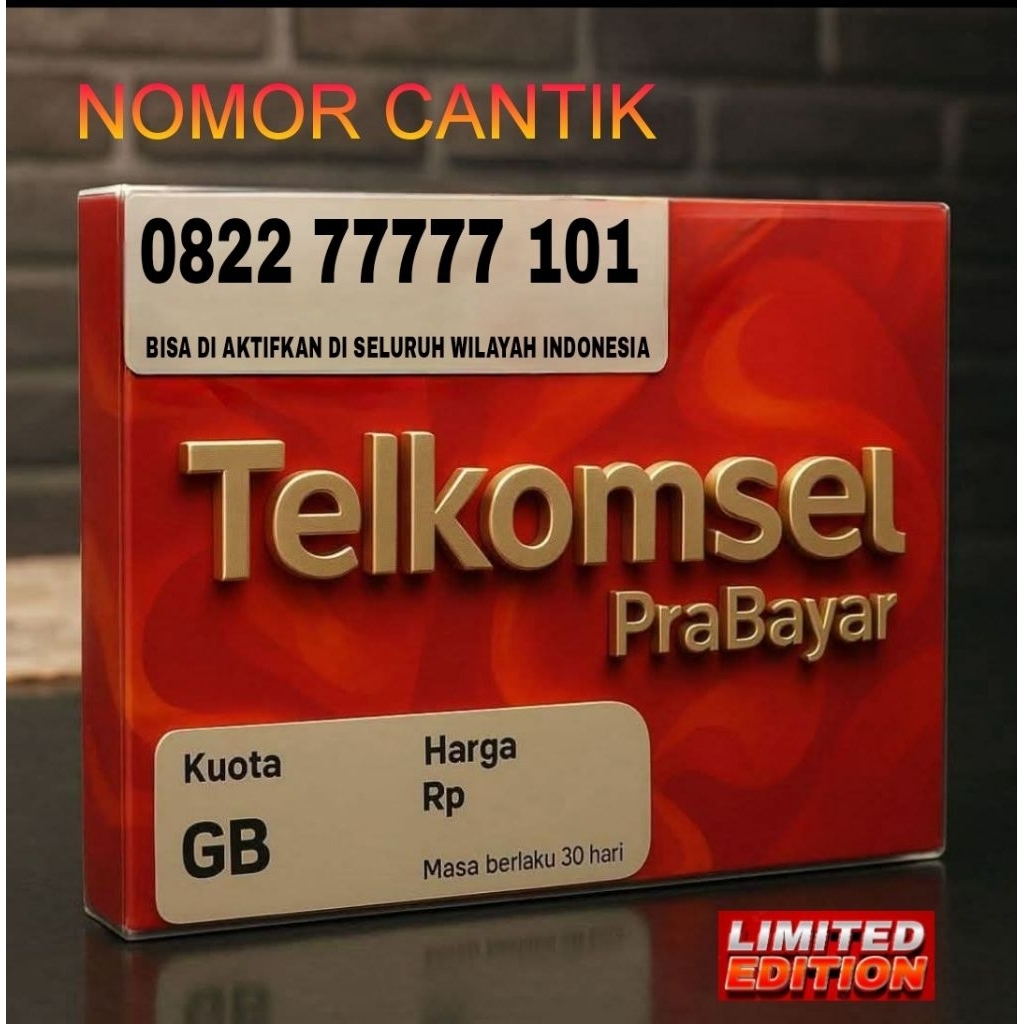 Nomor cantik kartu perdana telkomsel prabayar 77777 101