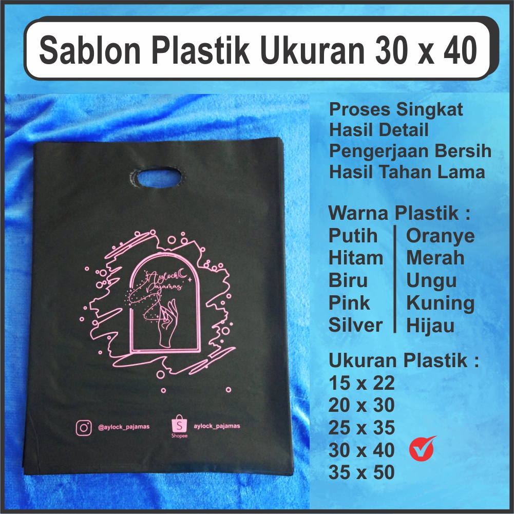 Plastik Sablon Plong HD Ukuran 30 x 40 Cetak Logo Tas Kantong Kemasan Olshop Label Brand Sendiri