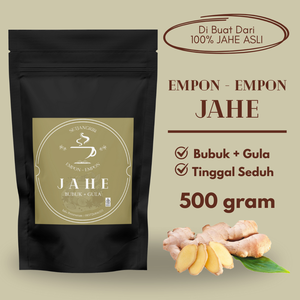 

SETJANGKIR EMPON EMPON Jahe Bubuk Asli 500 gram - Bubuk Jahe + Gula