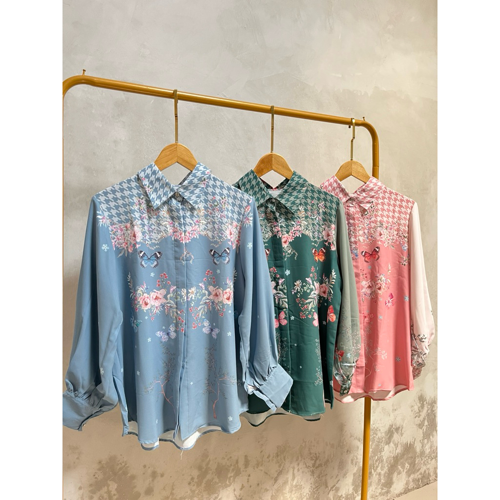 Kemeja Silk missoni butterfly - Atasan/Shirt motif