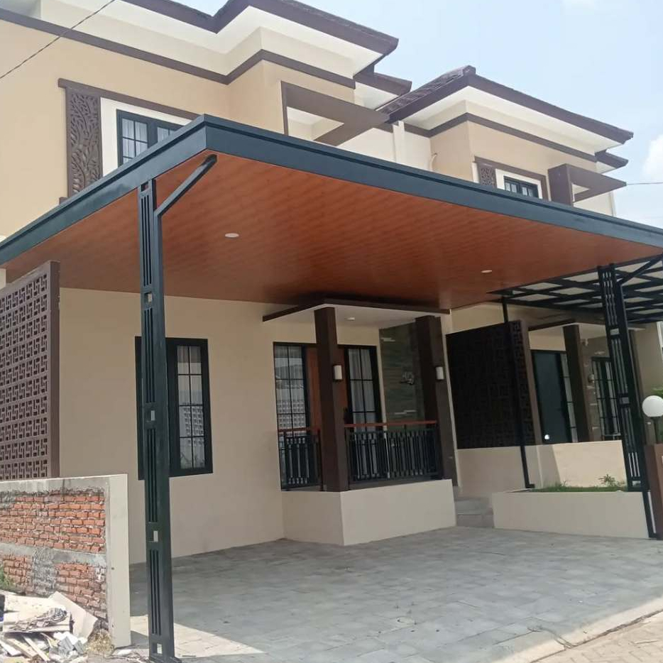 kanopi depan rumah dengan pvc atap alderon gratis survei