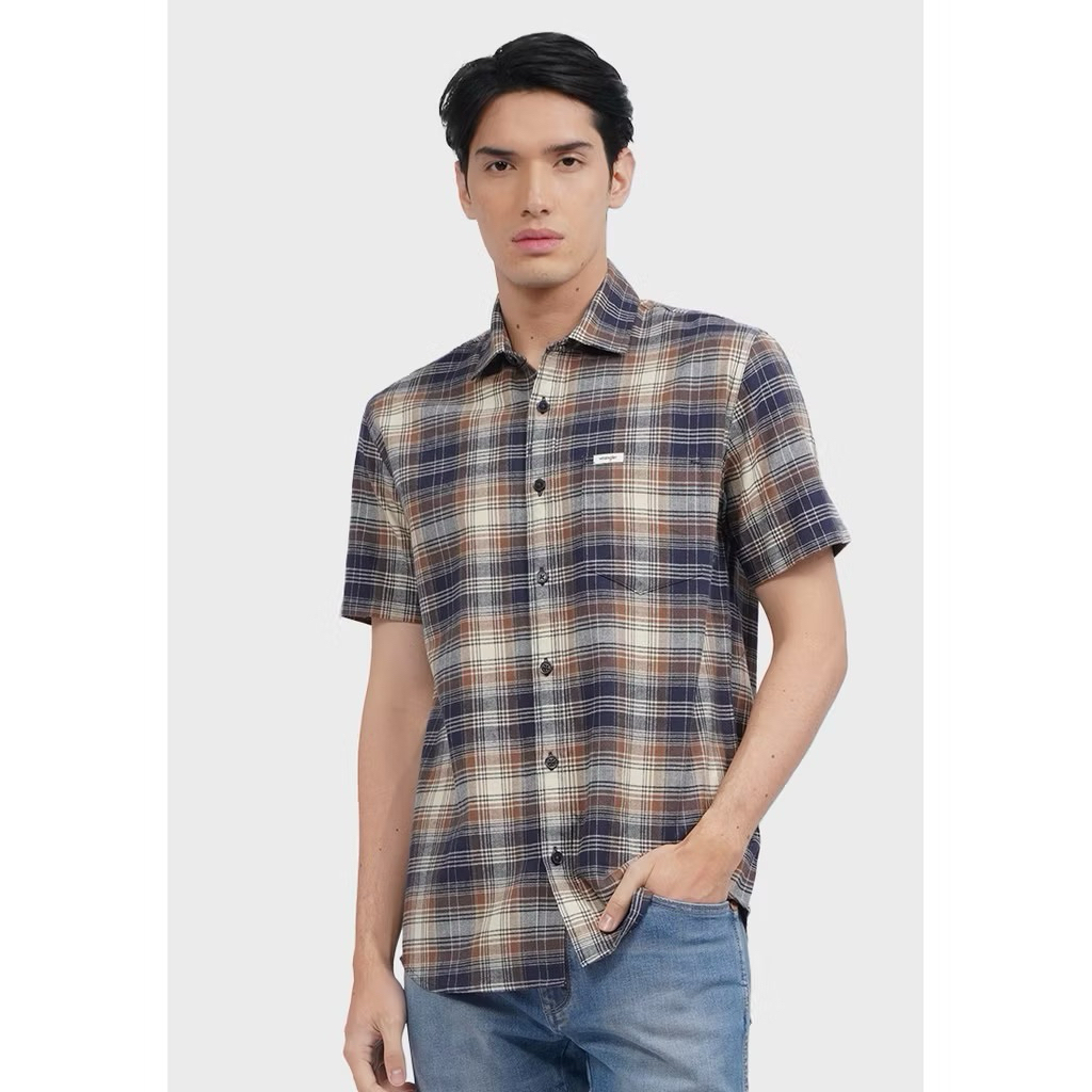 Kemeja Wrangler Slim Fit Navy 02P25