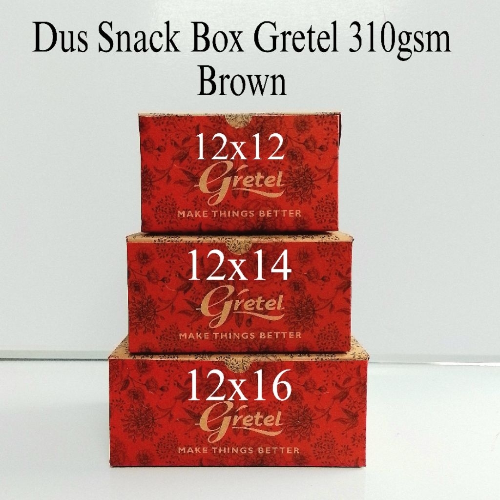 

Dus Snack Box Gretel 310gsm | 12x12 | 12x14 | 12x16 | Brown ( Pcs ) [ Original ]