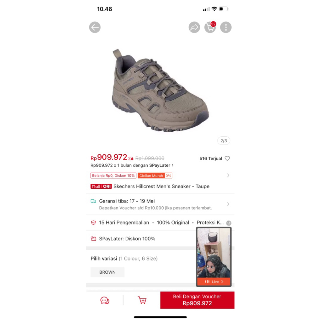 Sepatu Skechers Hillcrest Men’s Sneaker - Taupe