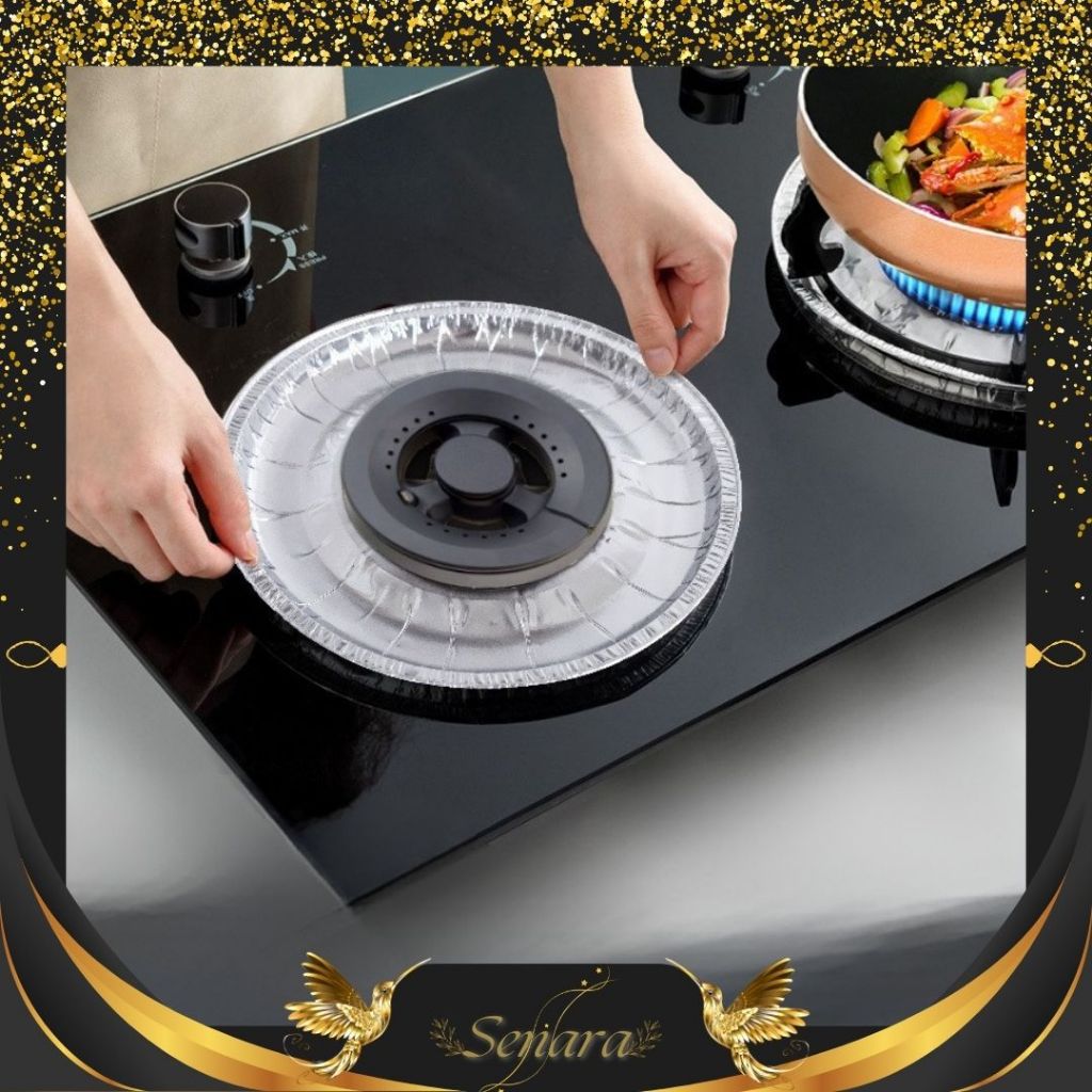 SENARA Stiker Alumunium Kompor / Alas Pelindung Kompor Gas Isi 10 lembar / Bahan Alumunium Foil Alum