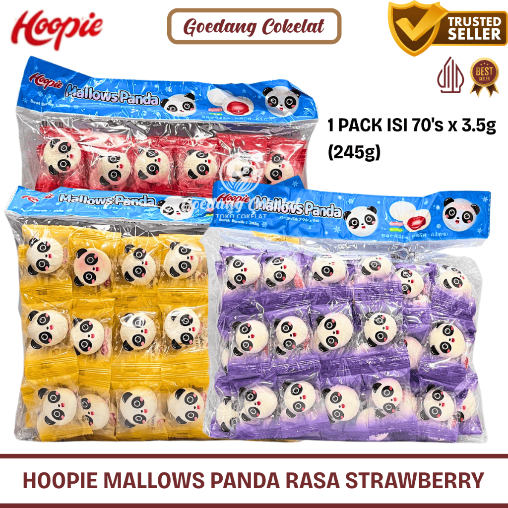 

Hoopie Marshmallow Panda Filling Selai Strawberry 1 Pack Isi 70 Sachet / HALAL